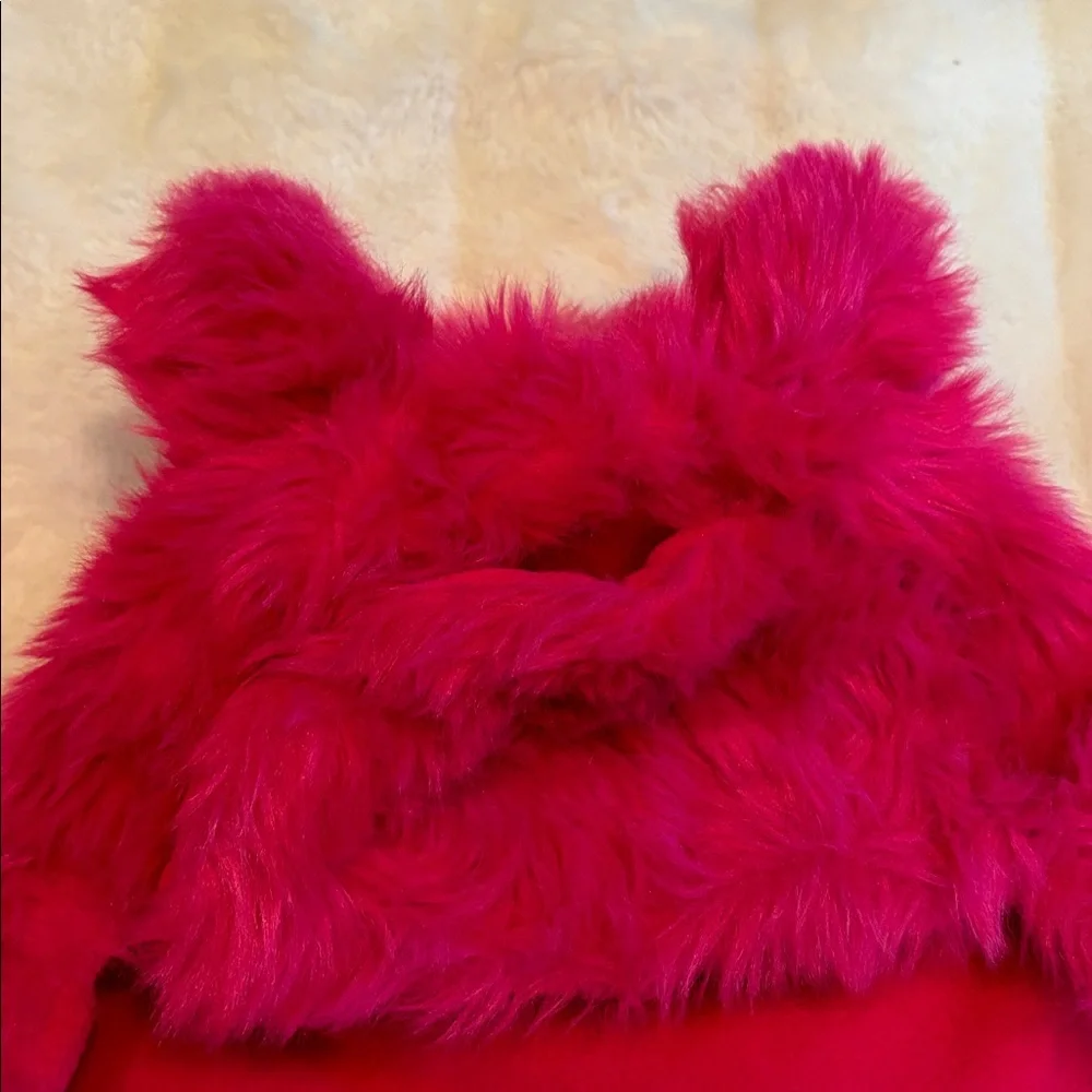 Girls Pink Faux Fur Hat Ears Pom Poms Toby Fleece